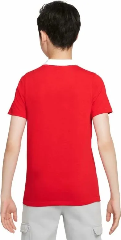 Bluzë polo fëmijësh Nike Dri FIT Park Jr CW6935 657, poliester, teknologji Dri FIT, e kuqe me jakë të bardhë - 2