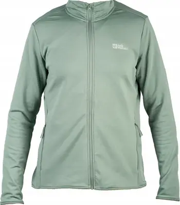 Bluzë sweatshirt Jack Wolfskin Pack and Go FZ W, për hiking, me zinxhir të plotë, jeshile