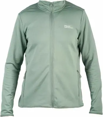 Bluzë me zinxhir Jack Wolfskin Pack and Go FZ W, poliestër elastik, për hiking, e gjelbër