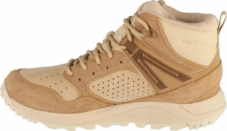 Këpucë trekking Merrell Wildwood Mid Leather WP W, lëkurë, taban gome, bezhë - 2