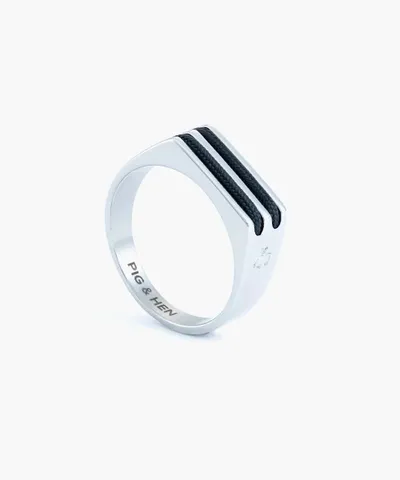 Pig & Hen SIGNET RING 6 MM SLIM - BLACK - 63 - 1