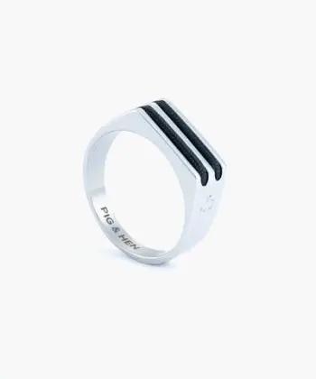 Pig & Hen SIGNET RING 6 MM SLIM - BLACK - 63