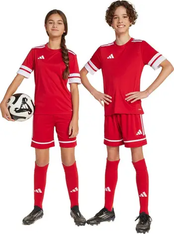 Pantallona të shkurtra sportive adidas Squadra 25 Jr JN5456, për fëmijë, poliestër, të kuqe