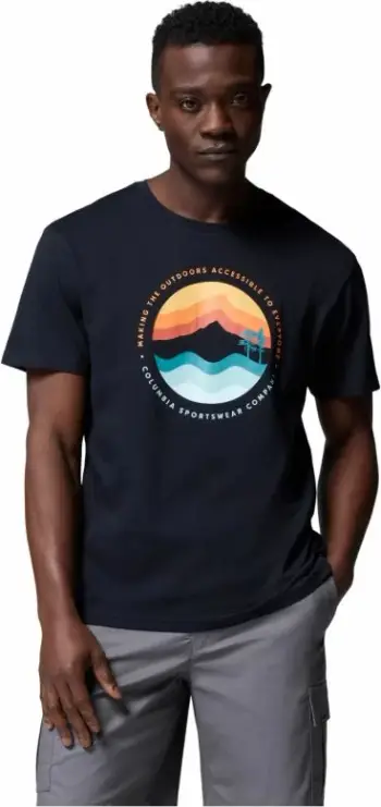 Bluza Columbia Path Lake II Graphic Tee, për meshkuj, pambuk poliester, e zezë
