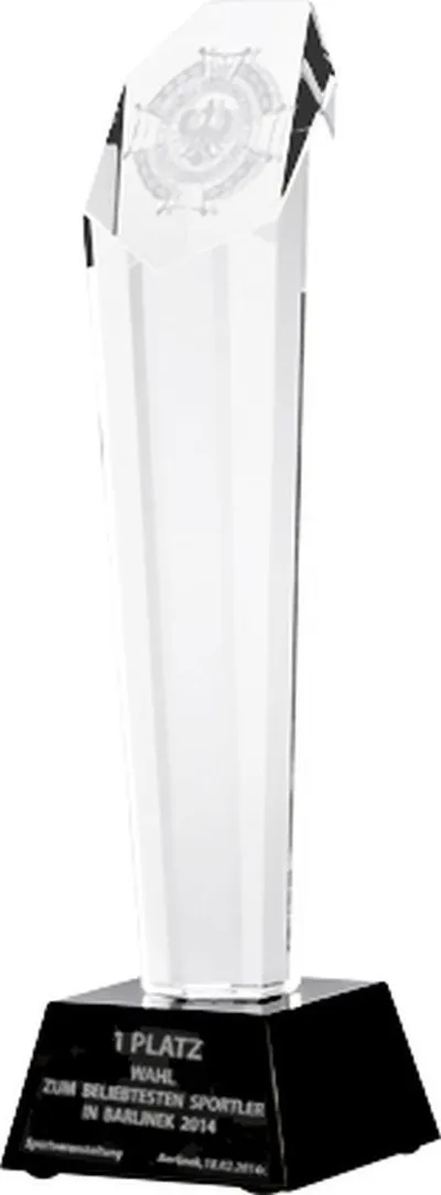 Trofe xhami Victoria Sport Glass, i gdhendur, me kuti mbrojtëse, transparent - 1