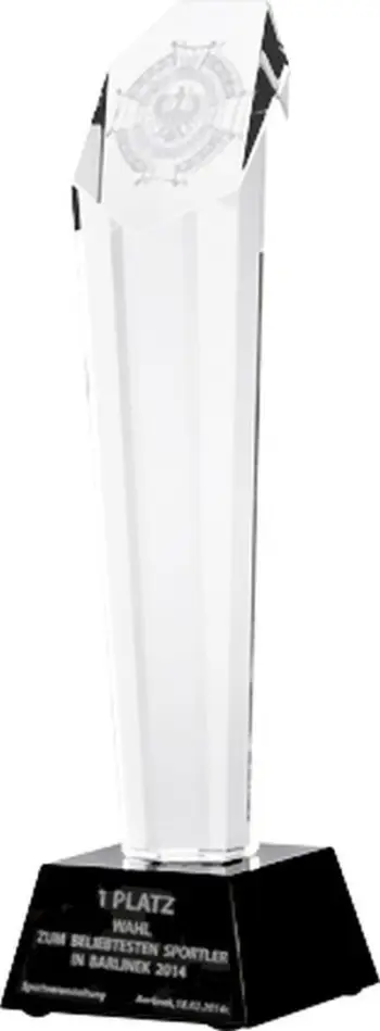 Trofe xhami Victoria Sport Glass, i gdhendur, me kuti mbrojtëse, transparent