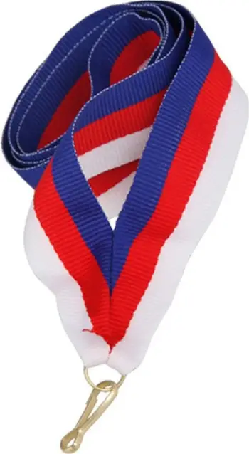 Shirit medalje Victoria Sport Ribbon, 22 mm, kapëse metalike, blu kuqe bardhë