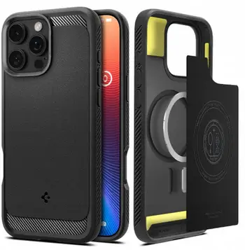 Kapotë telefoni Spigen Rugged Armor MagSafe, iPhone 17 Pro Max, TPU, e zezë