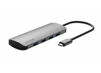 SWISSTEN USB-C hub 4-in-1 (4x USB 3.0) aluminium