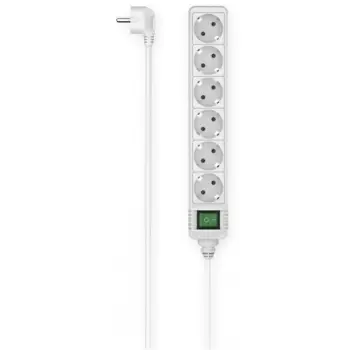Kabllo vazhduese power Strip, 6-Way, Switch, 3 m, white