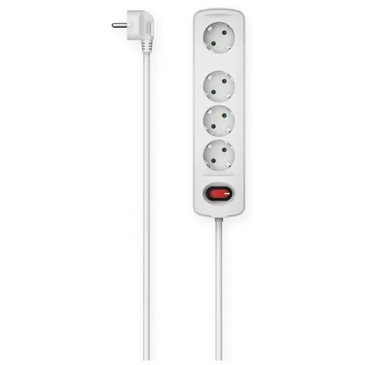 Kabllo vazhduese power Strip, 4-Way, Switch, Wall Mounting, 1.5 m, white - 1