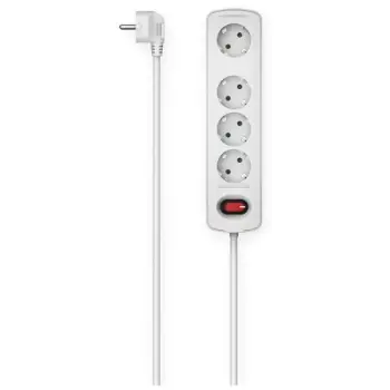 Kabllo vazhduese power Strip, 4-Way, Switch, Wall Mounting, 1.5 m, white