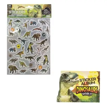Ngjitëse dhe album me dinosaur - 34 copë