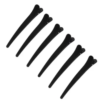 Kapëse parukerie plastike e zezë me shkëlqim 11cm - 6 copë