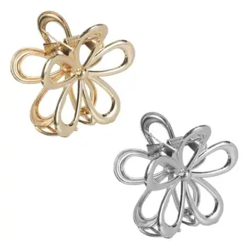 Kapëse flokësh për femra në formë lulesh metalike në ngjyrë gold dhe silver 6.5cm - 2 copë