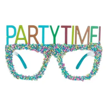 Syze feste blu me rruaza shumëngjyrëshe dhe mesazh "Party Time" 15.5cm