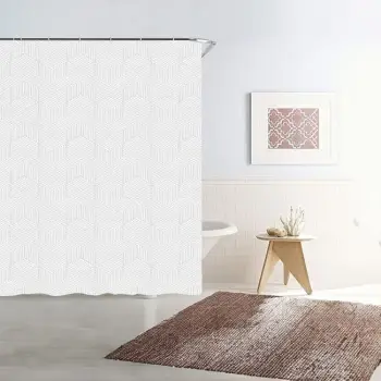 Perde dushi transparente me dizajn të bardhë linear 180x180cm