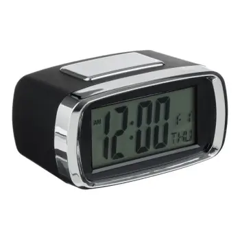 Ora tavoline alarm &amp; kalendar i zi argjend 10.3x5.8x5.5cm