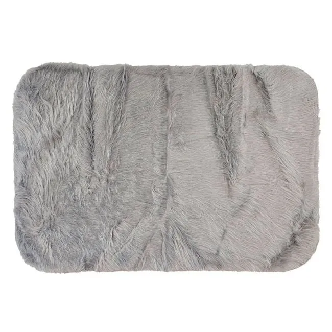 Qilima dekorative me lesh artificiale pile e gjate gri 120x80cm - 1