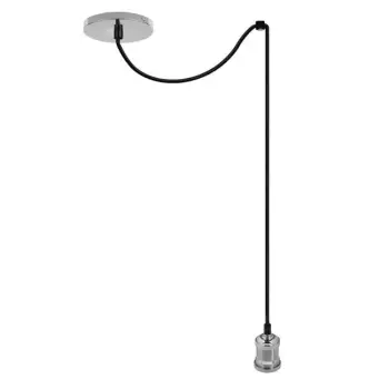 Kabllo tavani me prize inox me litar te zi 1.5m