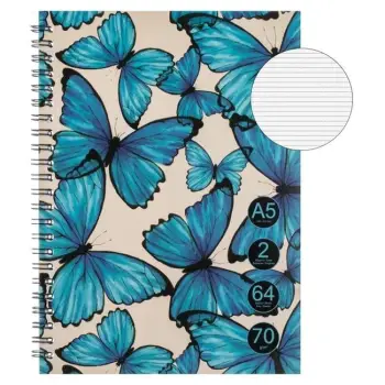 Fletore A5 spirale edicioni i 2-të fluturat blu bezhë - 64fq