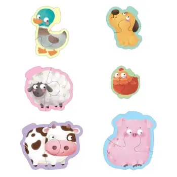 Puzzle për fëmijë me 6 kafshë ferme (12 copë)