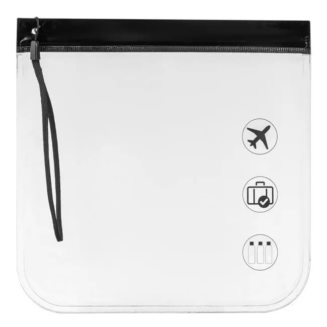 Çanta kozmetike udhëtimi dorezë e zezë transparente 20x20cm - 2 copë. - 1