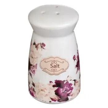 Enë qeramike për kripë me lule vjollcë të bardhë - 60ml