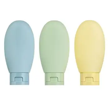 Set me shishe udhëtimi pastel me ngjyrë të verdhë blu jeshile 60ml - 3 copë.
