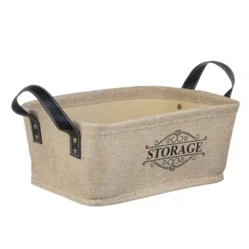 Kosh magazinimi prej pëlhure ngjyrë bezhë me doreza "Storage" 33x22x13cm