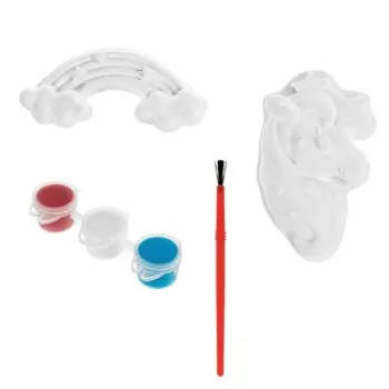 Set aksesorë një ylber dhe një figurë njëbrirësh me bojë dhe furçë - 6 copë