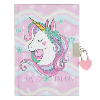 A6 Agenda me dry &amp; kopertina Rozë Unicorn - 80f