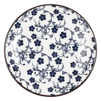 Pjate embelsire porcelani lule te bardha blu 15cm