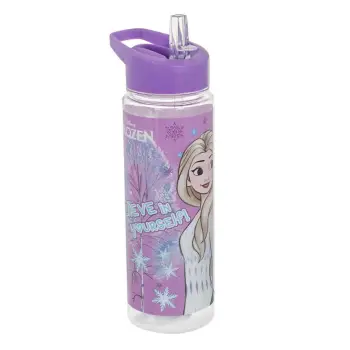 Shishe uji në ngjyrë lejla për fëmijë, me kapak të lëvizshëm, me Frozen, "Believe in Yourself" 650ml