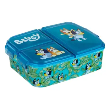 Kuti drekë 3-vendëshe plastike për fëmijë bluy - 790ml