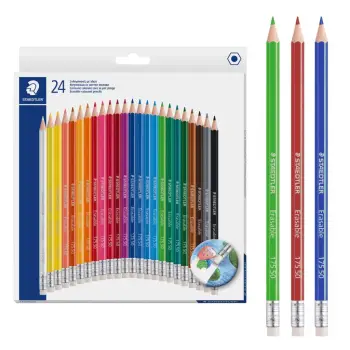 Lapsa druri të hollë me gomë me ngjyra të ndryshme, Staedtler - 24 copë