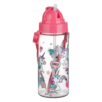 Shishe uji me Unicorn në ngjyrë rozë transparente pop up 500ml