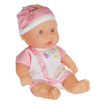 Kukull bebeje rozë e bardhë me kostum dhe kapelë me dizajn Unicorn 22 cm