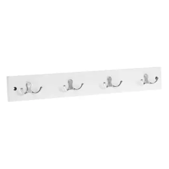 Varëse muri druri me 4 ganxha të dyfishtë, e bardhë 50x1.2x7cm