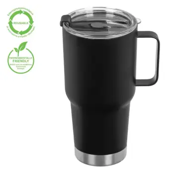 Gotë termike e zezë mat me dorezë dhe kapak transparent 845ml