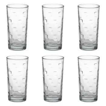 Gota qelqi transparente me dizajn katrore 250ml - 6 copë
