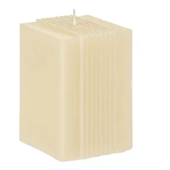 Qiri aromatik drejtkëndor bezhë me aromë vanilje me vija 7x7x11cm