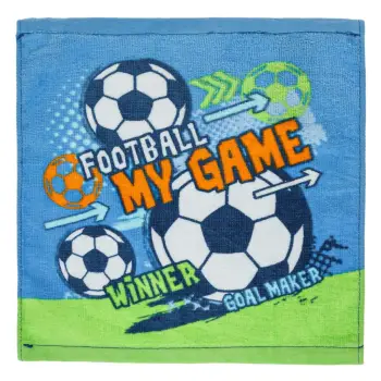 Peshqir i vogel me dizajn top futbolli per femije 30x30cm