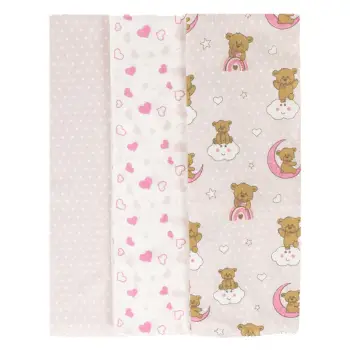 Set napa pambuku, rozë të bardha, me dizajn arusha me pika dhe zemra 80x80cm - 3 copë