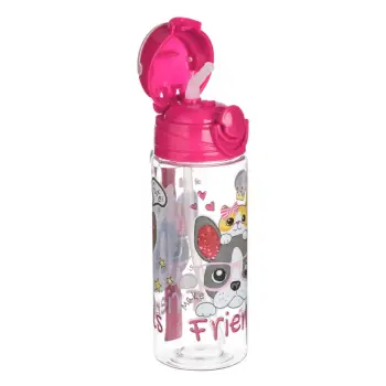 Shishe uji për fëmijë "Friends" transparente, rozë 500ml
