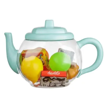 Lodër çajnik për fëmijë, mente transparente, fruta të ëmbëla realiste dhe aksesorë 31x26x20cm - 23 copë