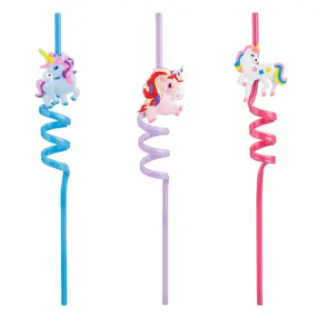 Pipza plastike të përdredhur me dizajn Unicorn 6x270 mm 3 copë