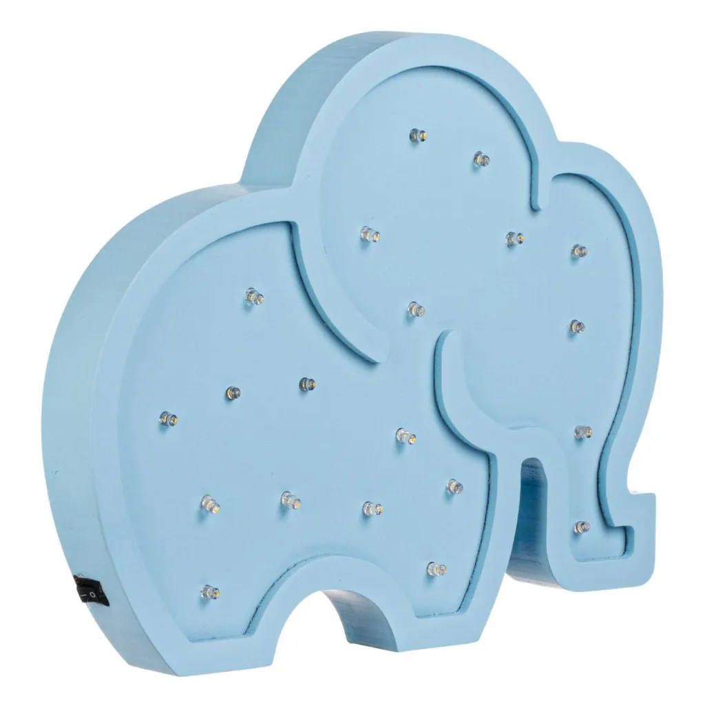Elefant dekorativ ngjyrë blu me drita LED 27X3X22.5 cm - 1