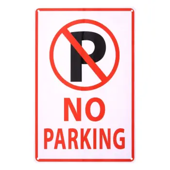 Tabelë metalike e bardhë "No Parking", 30x20 cm