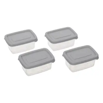 Set kupash per ushqim transparente me kapak gri 4cp 125 ml